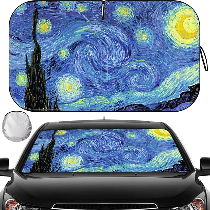 Windshield Sun Shade, Car Sun Shade Windshield Blocks UV Rays, Keep Car Interior Cool, Front Foldable Windshield Sunshade for Hatchback, Truck, SUV, MPV