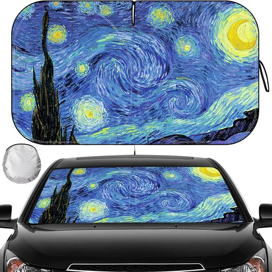 Windshield Sun Shade, Car Sun Shade Windshield Blocks UV Rays, Keep Car Interior Cool, Front Foldable Windshield Sunshade for Hatchback, Truck, SUV, MPV
