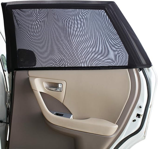 Magnelex Sock Style Window Shades for Baby Block Sun Rays to Keep Passengers, Pets and Car Interior Cool and Comfortable Elasticized Universal Mesh Shades Fit Most Vehicles (2 Pack)