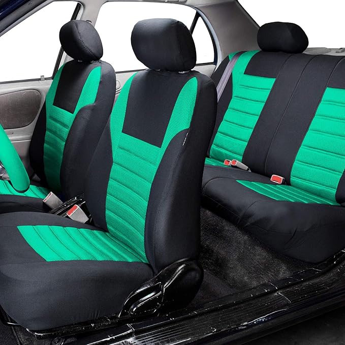 TLH Car Seat Covers Premium 3D Air Mesh Automotive Seat Covers Full Set Mint Seat Covers Airbag Compatible and Split Rear Car Seat Cover Universal Fit Interior Accessories for Cars Trucks and SUV