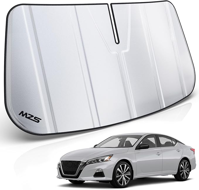 MZS Windshield Sun Shade Compatible with Altima 2019-2026, Foldable Car Front Window Sunshade with Storage Pouch, Sedan Sun Visor Shield Accessories for Interior Protector