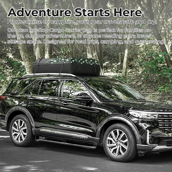 Soft Shell Car Rooftop Cargo Carrier 21 Cubic Feet Waterproof Car Roof Top Bag Roof Rack Luggage Cargo Storage for Universal Vehicles with/Without Rack Include Tie-Down Straps