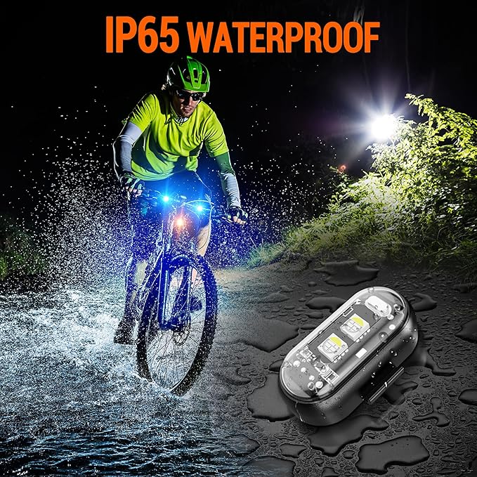 Wireless LED Strobe Lights with Remote Control, 8 Colors USB Charing Waterproof Anti-Collision Flashing Emergency Warning Lights for Car Motorcycle Drone Aircraft Bike 8PCS