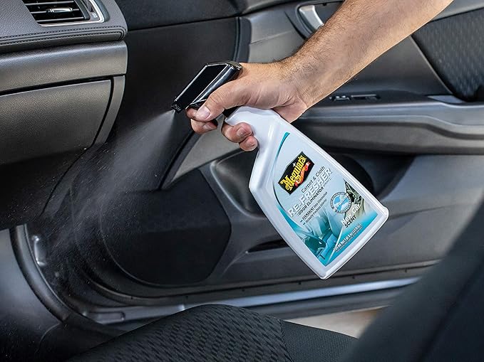 Meguiar's Carpet and Cloth Re-Fresher Odor Eliminator Spray, Car Air Freshener, Fights Odors and Freshens Fabrics in your Car, Easy to Use Trigger Spray, 24 Oz