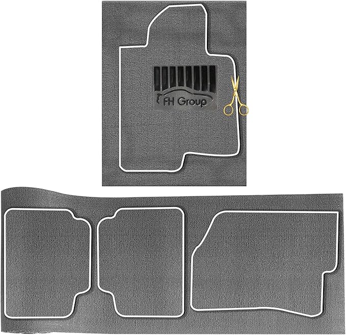 FH Group Car Floor Mats - DIY Ultra Waterproof Trimmable Non-Slip Vinyl Floor Mats, Solid Gray