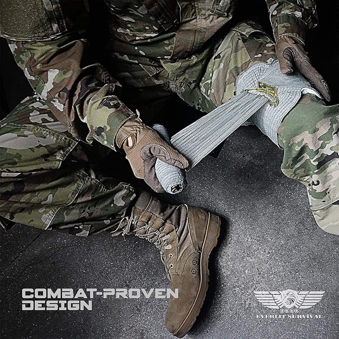 EVERLIT Emergency Trauma Kit, CAT GEN-7 Tourniquet 36" Splint, Military Combat Tactical IFAK for First Aid Response, Gun Shots, Severe Bleeding Control (OD Green)