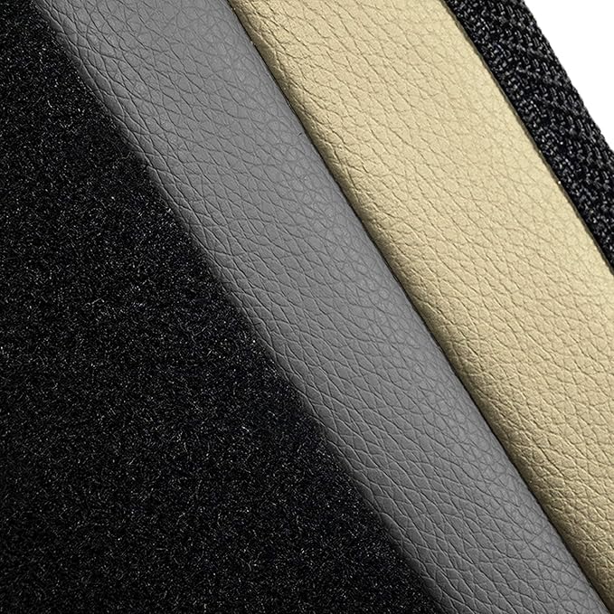 FH Group Color-Block Carpet Car Floor Mats – Non-Slip, Faux Leather Accents, Universal Fit for Sedan, SUV & Truck – Full Set Beige