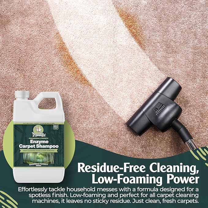 Sprinkle & Sweep: Enzyme Carpet Shampoo - 32oz, Deep Cleaning Pet Stain & Odor Remover, Dog & Cat Mess-Urine-Accident Solution, All Machine Compatible