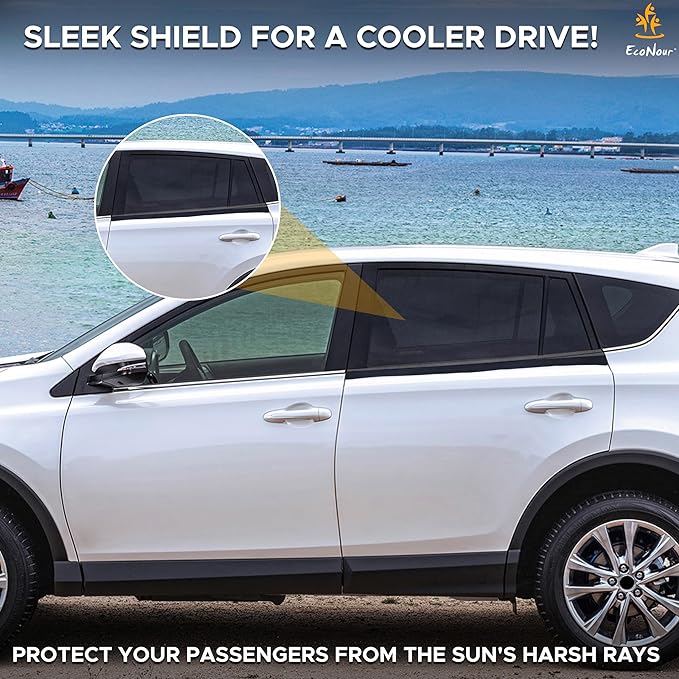 EcoNour Car Rear Window Sun Shades Compatible for Toyota Rav4 | 2Pack-Sun Shade with 100% UV & Mosquito Protection | Breathable Mesh Rear WindowCovers for Privacy & Blackout- Car Window Accessories
