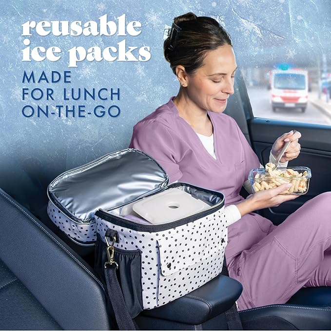 Cool Coolers by Fit & Fresh Slim Ice Packs, Quick Freeze Reusable Ice Packs for Lunch Boxes & Coolers, Long-Lasting, Space Saving Lunch Ice Packs, Multicolor, 4Pk