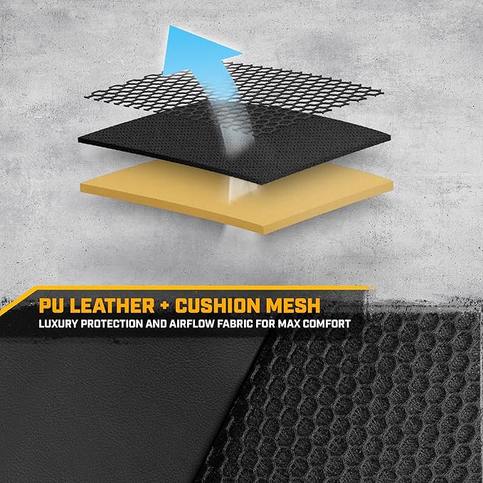 CAT PU Leather Rear Bench Seat Cover – Black, 60/40 Split Fit for Cars, Trucks, SUVs – Waterproof, Scratch-Resistant, Semi-Universal Fit Rear Seat Protector for Most Auto Interior – Easy Install