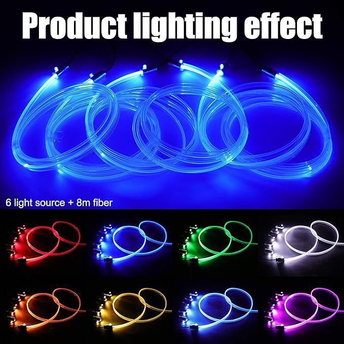 64 Colors Car Ambient Lighting Fiber Optic RF Remote + APP Control Multicoloured Music Car Atmosphere Decorative Lighting Kit 1W DC 12V-24V 8m