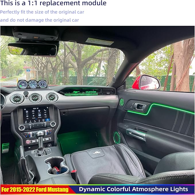 Ambient Light Kit for Ford Mustang S550 (2015-2023) | 256 Color Dash Glow Panel, 3 Turbine Vents, 2 Footwell Lights | Touch Control | Plug & Play