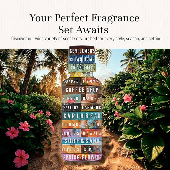 P&J Trading Fragrance Oil Hawaiian Set | Hibiscus, Island Life, Hawaiian Ginger, Tropical Breeze, Plumeria, Aloe Scents for Candle Making, Freshie, Soap Making Supplies, Diffuser Oil Scents
