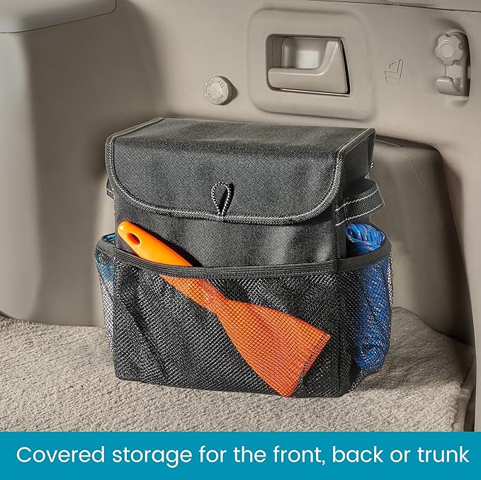 High Road Carganizer Car Storage Organizer with Lid - Multipurpose Small Car Storage Box, Back or Front Seat Organizer, Auto Console or Trunk Organizer - Univeral Fit in All Vehicles