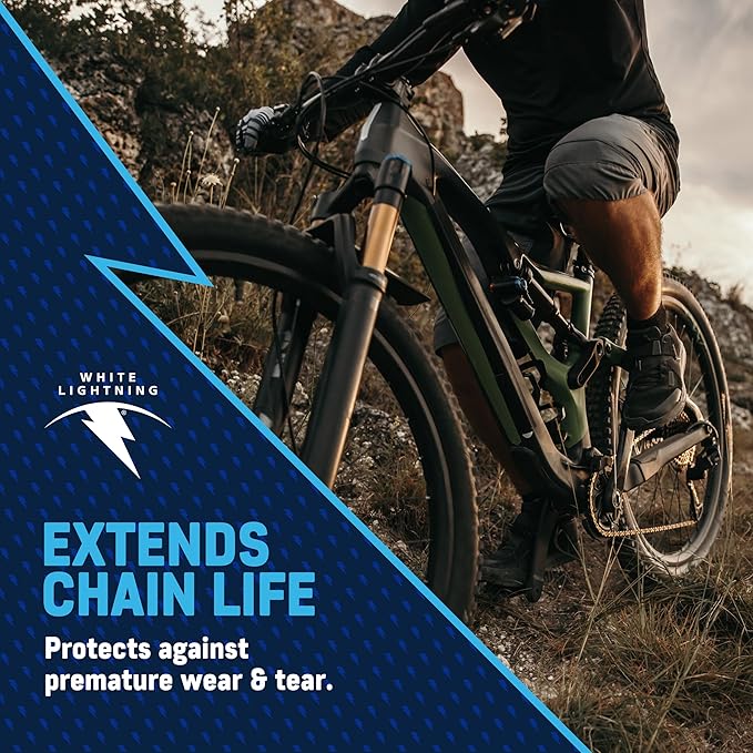 White Lightning Clean Ride Self-Cleaning Wax Bicycle Chain Lubricant – 100% Oil-Free, Reduces Dirt & Grime, Extends Chain Life, Smooth Performance, 4 oz