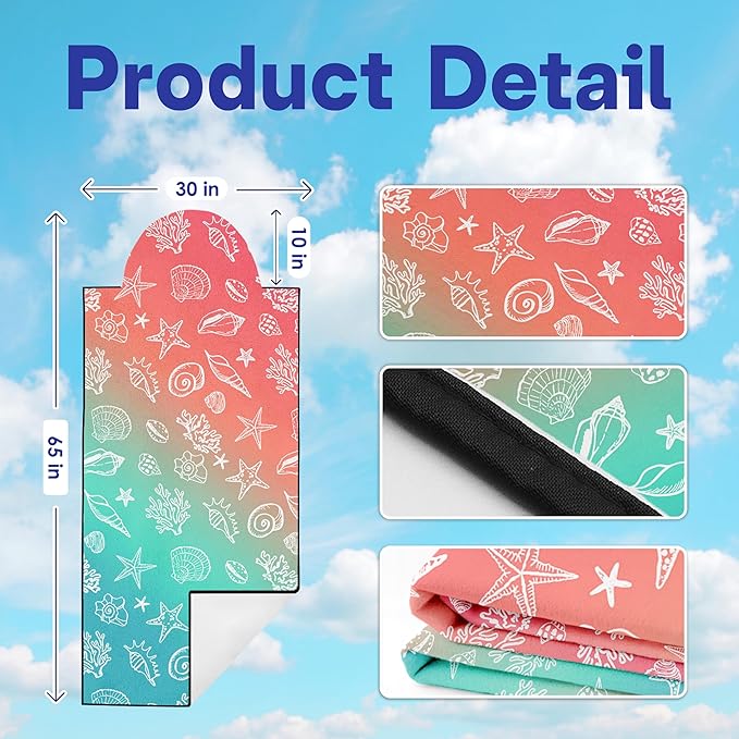 2 Pack Car Seat Towel Covers, Sweat Protector for Front Seats, Premium Thickened Microfiber with Elastic Strap, Breathable & Quick Dry, Machine Washable Cover for Gym Running Universal Fit Seashell