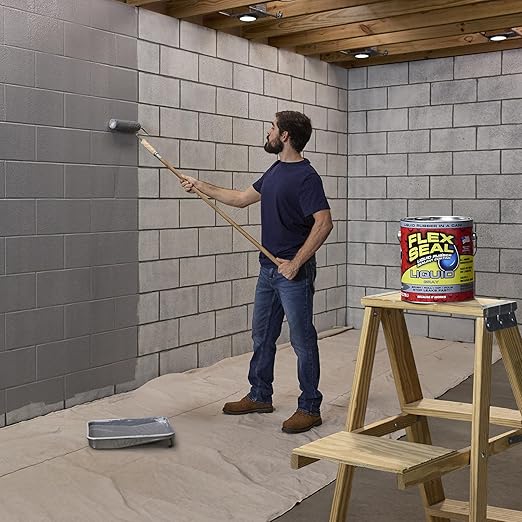 Flex Seal Liquid, Rubber Coating Sealant, Waterproof, Flexible, Breathable, and UV Resistant, Roof Repair, Basements, RV, Campers, Trailers, Marine, EPDM, Masonry, Gray, 1 Gallon