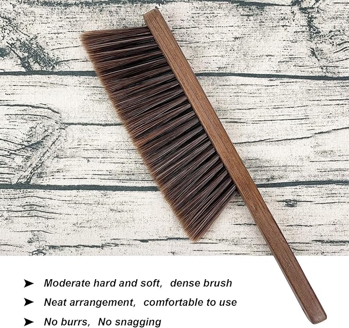 Hand Broom Cleaning Brushes-Soft Bristles Dusting Brush for Cleaning Car/Bed/Couch/Draft/Garden/Furniture/Clothes,Wooden Handle