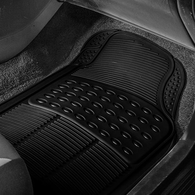 FH Group 3 Row Climaproof™ Trimmable Non-Slip Vinyl Floor Mats with Cargo Liner- Universal Fit for Cars Trucks and SUVs (Black) F11306-F16401