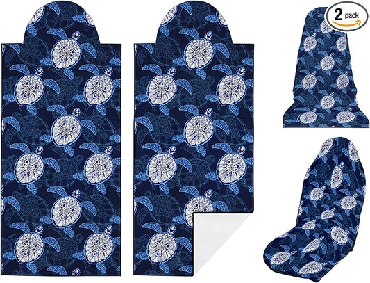 2 Pack Car Seat Towel Covers, Sweat Protector for Front Seats, Premium Thickened Microfiber with Forest Mountain Sunset Art, Breathable & Quick Dry, Slip-on Headrest Pocket for Gym, Beach, Running