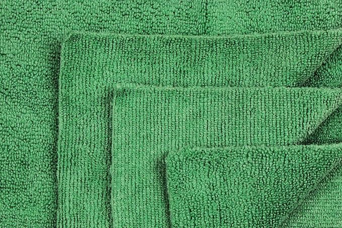 Eurow Ultrasonic Cut 300 GSM Microfiber Cleaning Towels, Streak-Free, Lint-Free, Ultra Absorbent, Scratch-Safe, for Auto Detailing, Home, Kitchen & Multipurpose Use, 16x16, 12-Pack, Green
