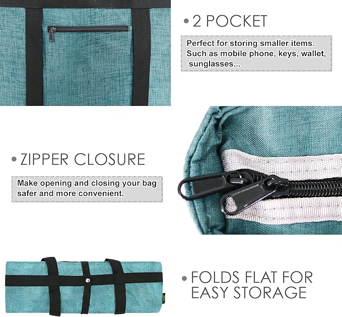 BeeGreen Cooler Bag Soft Insulated Tote for Beach Travel Grocery Shopping Lunch Portable Large Ice Coolers with Handle Hard Freezer Bags with Zippered Top Foldable Leakproof Delivery Totes Teal