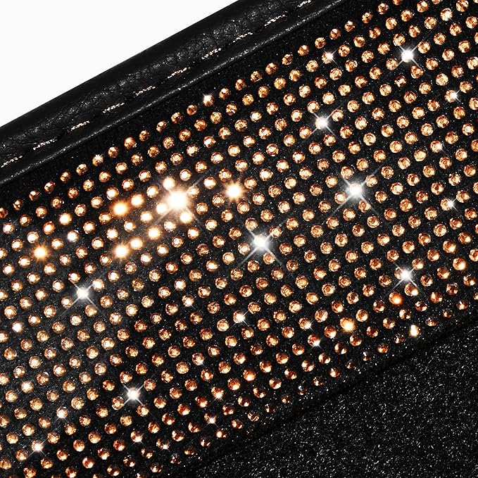 CAR PASS Bling Diamond Car Floor Mats, Shining Rhinestone Carpet Sparkly Glitter Crystal with Anti-Slip PVC Heel Pad Waterproof Universal Fit Automotive SUV,Sedan,Van,Cute Girl Women,4pcs Golden