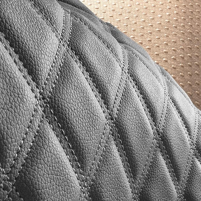 FH Group Car Seat Cushion Rear Set Faux Leather Automotive Seat Cushions - Universal Fit, Rear Car Seat Cushion, Car Seat Cushions With Non-slip Silicone Backing for SUV, Sedan, Van Gray