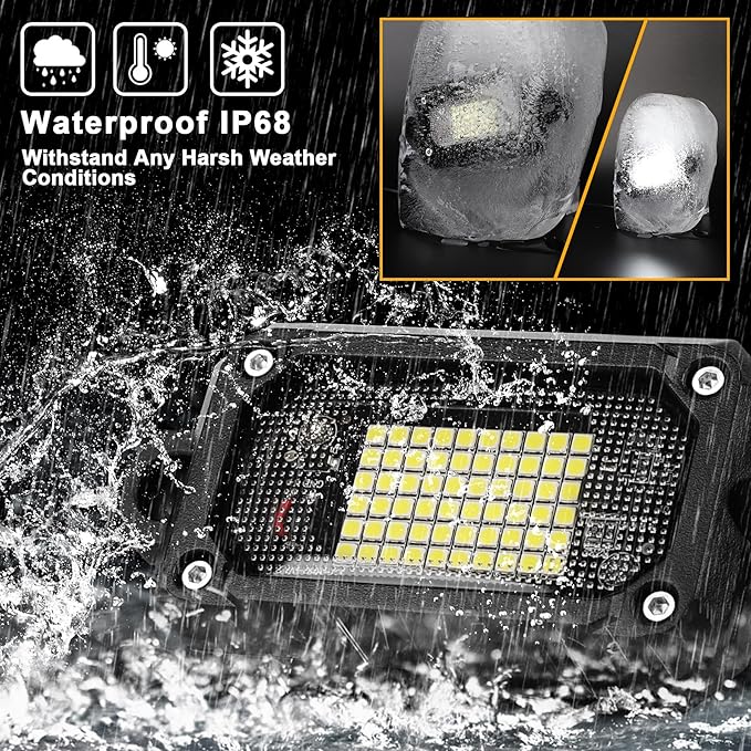 Rock Lights 60 Chip 6500K 8pcs Aluminum Housing Pure White Rock Lights for Trucks Jeep UTV ATV SUV Cars with 15FT Wire Harness