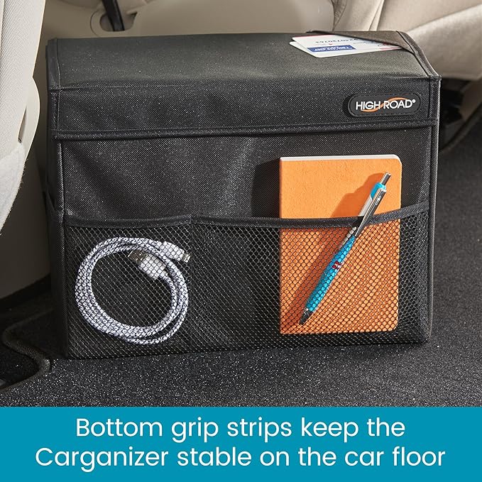 High Road Carganizer Car Storage Bin with Lid - Multipurpose Storage Box for Car for the Back Seat, Front Seat or Trunk - Univeral Car Organizer Fits All Vehicles