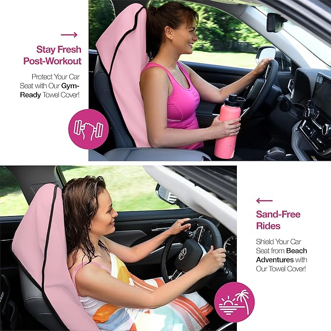 lebogner Waterproof Sweating Car Seat Cover for Post Gym Workout, Running, Swimming, Beach and Hiking, Universal Fit Anti-Slip Bucket Seat Protector for Cars, SUVs and Trucks, Machine Washable, Pink
