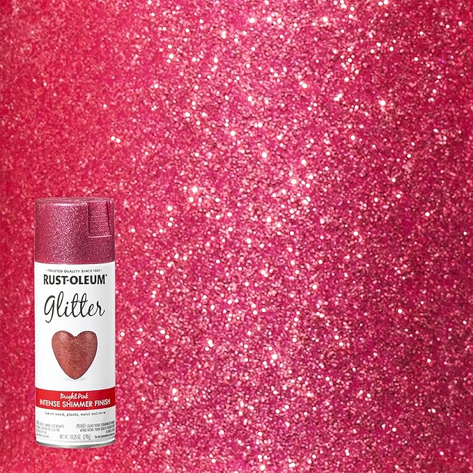 Rust-Oleum 301818 Specialty Glitter Spray Paint, 10.25 oz, Bright Pink
