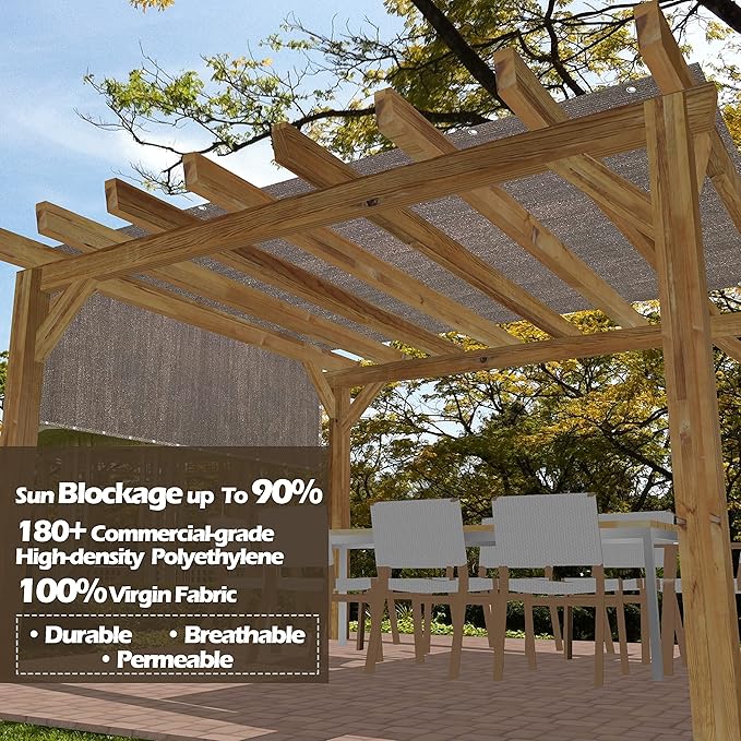 Alion Home Sun Shade Privacy Panel with Grommets and Hems on 4 Sides for Patio, Awning, Window, Pergola or Gazebo - Mocha Brown (12' x 16')
