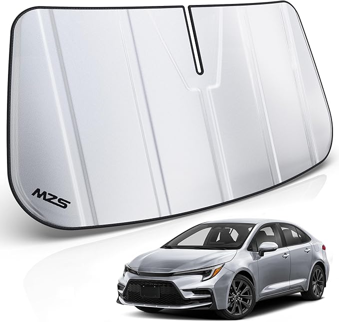 MZS Windshield Sun Shade Compatible with Corolla Sedan 2020-2026 / Hatchback 2019-2026, Foldable Car Sun Shield with Storage Pouch, Front Window Visor Sunshade Accessories for Interior Protector