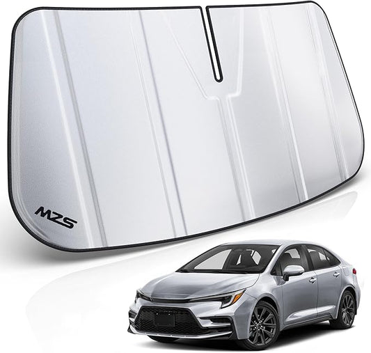 MZS Windshield Sun Shade Compatible with Corolla Sedan 2020-2026 / Hatchback 2019-2026, Foldable Car Sun Shield with Storage Pouch, Front Window Visor Sunshade Accessories for Interior Protector