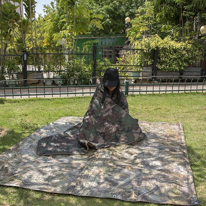Military Poncho Liner 55”x 79” Camping Blanket Insulation Compact Waterproof for Travel Stadium Outdoor Camping