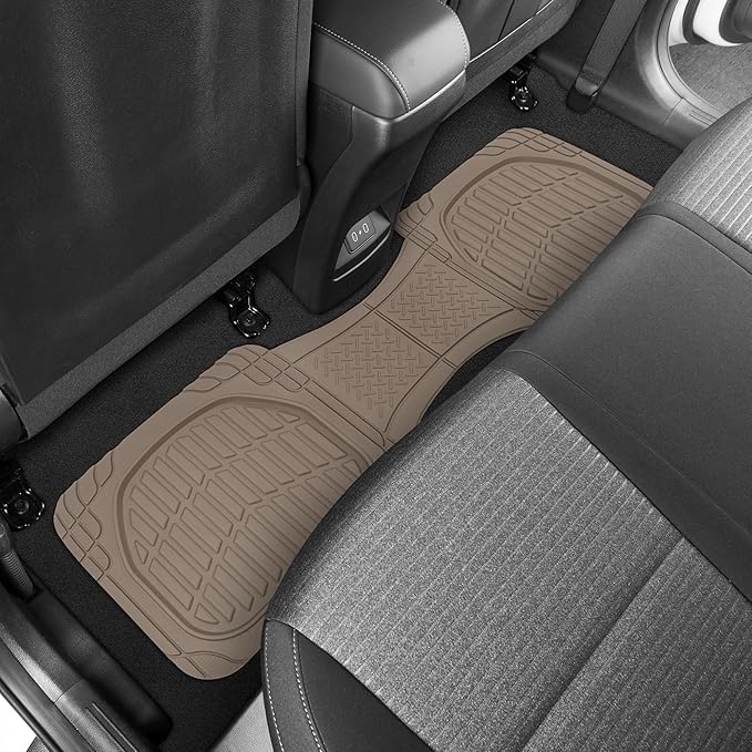 CARBELLA Heavy Duty Rubber 4-Piece Beige Car Floor Mats - Universal Trimmable All-Weather Car Accessories - Girl Car Accessories for Women & Cute Car Mats for Women for Girly Car Decor, Truck, & SUV