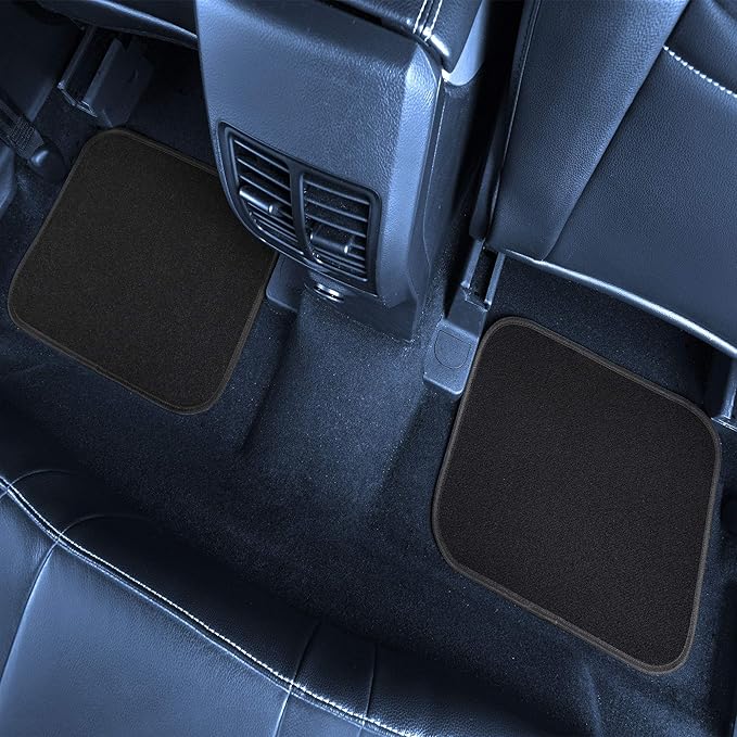 FH Group Color-Block Carpet Car Floor Mats – Non-Slip, Faux Leather Accents, Universal Fit for Sedan, SUV & Truck – Full Set Black