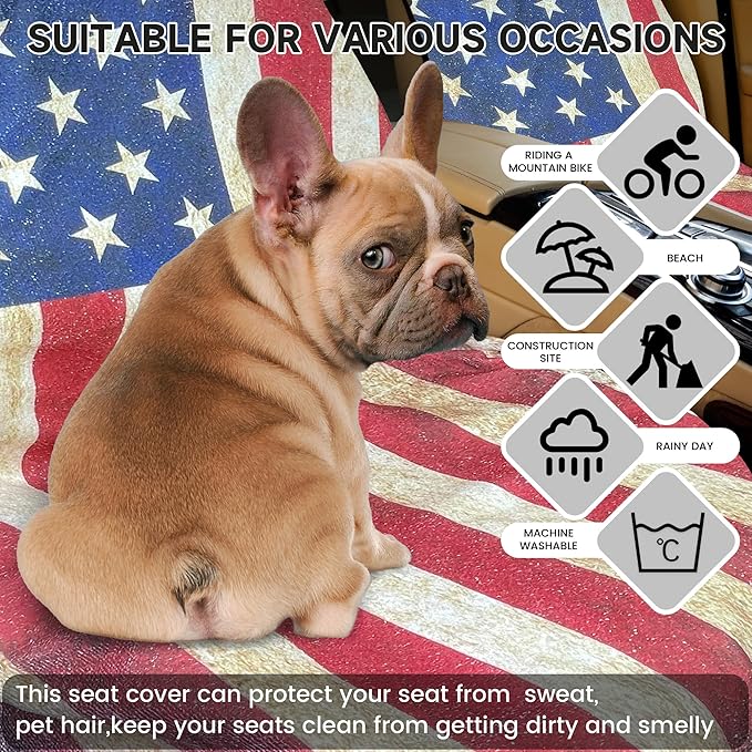 Car Seat Covers 1 Pack Waterproof Towel Car Seat Cover Universal Fit for Most Trucks SUV Fitness Athletes Pets Gym and Water Sport，American Flag