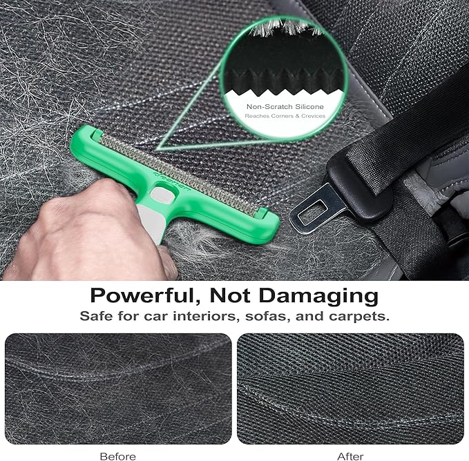 4-in-1 Pet Hair Remover & Lint Tool, Reusable Carpet Cleaner for Dog & Cat Fur - Safe for Couch, Clothes, Rugs & Car Mats - Portable Detailer with 4 Modes for Deep Cleaning & Delicate Fabrics