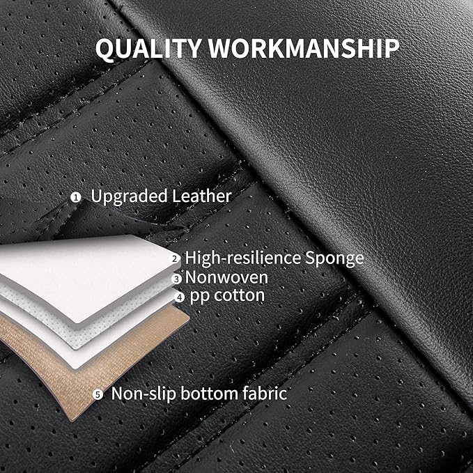 Car Seat Covers Full Set, Waterproof Faux Leather Automotive Seat Covers for Cars, Breathable Universal Car Seat Covers Protectors for Sedan SUV Truck (5 PCS Full Set, Black)
