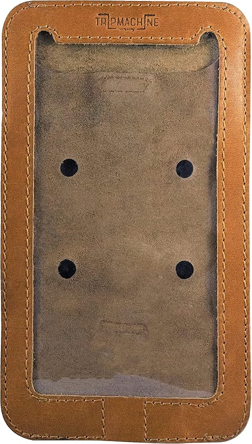 Trip Machine Magnetic Motorcycle Phone Pouch – Touchscreen Compatible Fuel Tank Phone Holder with Strong Magnets & Ventilated Back – (21 x 12 cm) (Vintage Tan)