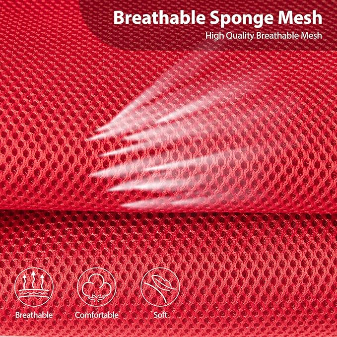 CAR PASS 3D Foam Leather Car Seat Covers Two Front Seats only, Air Mesh Thick Seat Covers, All Weather Car Seat Cover Comfort & Protection for Truck,SUV,Sedan,Van, Airbag Compatible (Black Red)