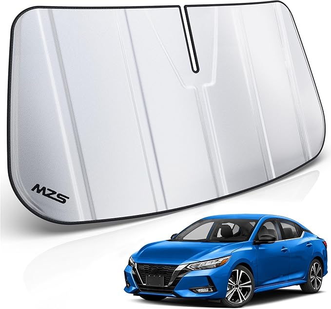 MZS Windshield Sun Shade Compatible with Sentra 2020-2026, Foldable Car Front Window Sunshade with Storage Pouch, Sedan Sun Visor Shield Accessories for Interior Protector