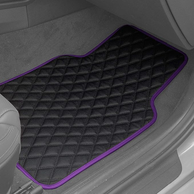 FH Group Floor Mats - Faux Leather Floor Mats for Cars, Universal Fit Automotive Floor Mats, All Purpose Car Floor Mats, PU Leather Protector Mat for Most Sedan, SUV, Truck Floor Mats Purple