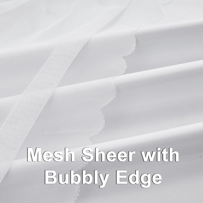 Bujasso White Full Blackout Curtain Panels with Sheer Overlay Mix and Match Double Layer Thermal Insulated Window Treatment Set for Living Room White Drapes with Tiebacks Grommet Top 54" Wx63 Lx2