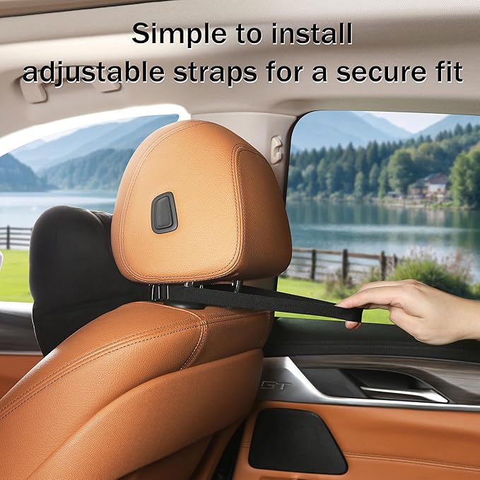 2pcs Car Neck Pillow for headrests,Support Drive Seats Head Cushion Pillows,Superfiber Suede,Plant-Based Polyester,Thickness & Height Adjustable,11.8x7.5,Inner Liner fillable (Black Color)
