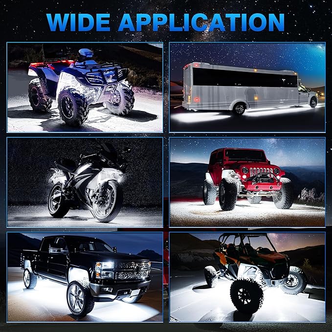 MICTUNING 2026 Upgraded White Rock Lights Super Bright Underglow Lighting Kit - 240 LEDs 16 Pods Pure White Led Rock Light, Extensible Underbody Lights for Trucks ATV UTV Boat