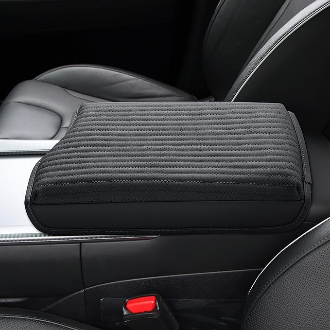 KMMOTORS Center Console Cover for Palisade 2023, 2024, 2025 – Thick Armrest Cushion Pad, Interior Accessories Protector, Funda de Consola para Palisade (Black, Facelift Design)